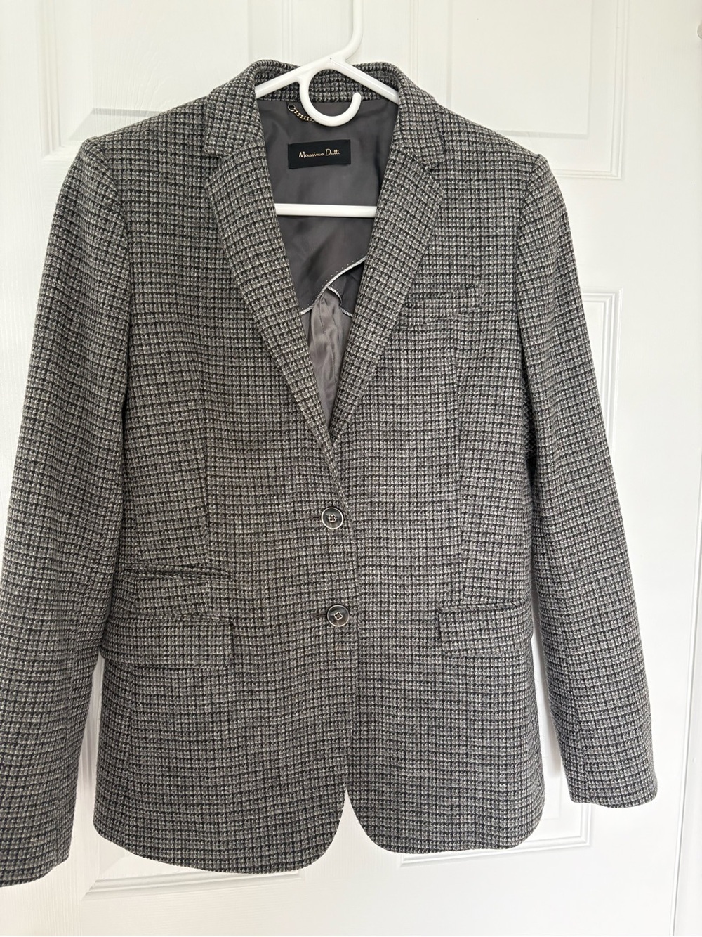 Massimo Dutti Gray Houndstooth Blazer